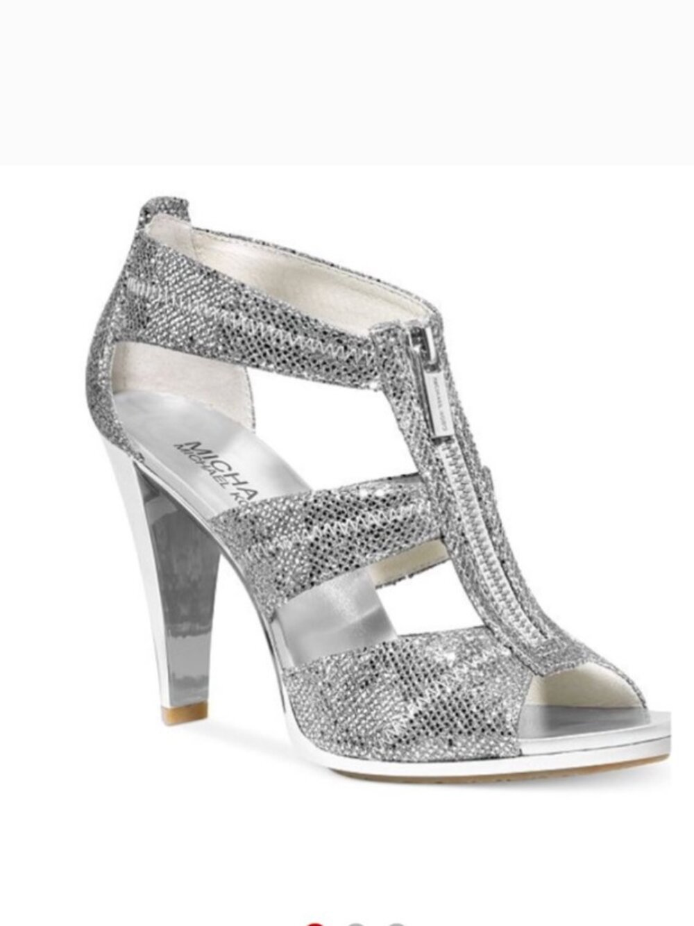 Sparkly Silver Glitter Michael Kors Heels with Zippers size 6M